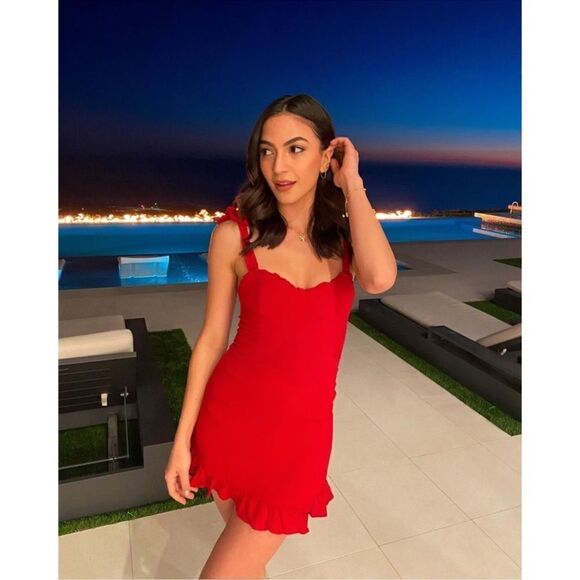 Reformation Christine Dress in Lipstick Red - Picture 10 of 10